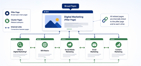 Internal linking topic cluster example