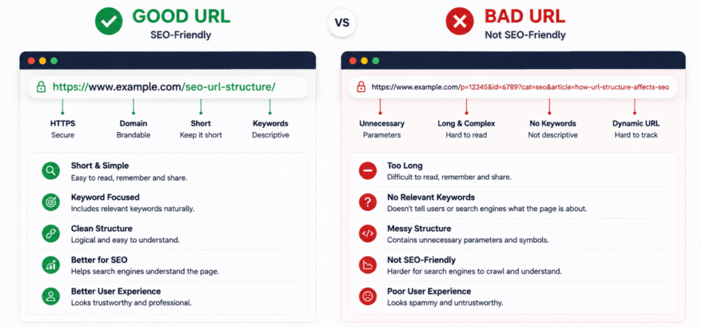 URL Structure Best Practices good and bad examples
